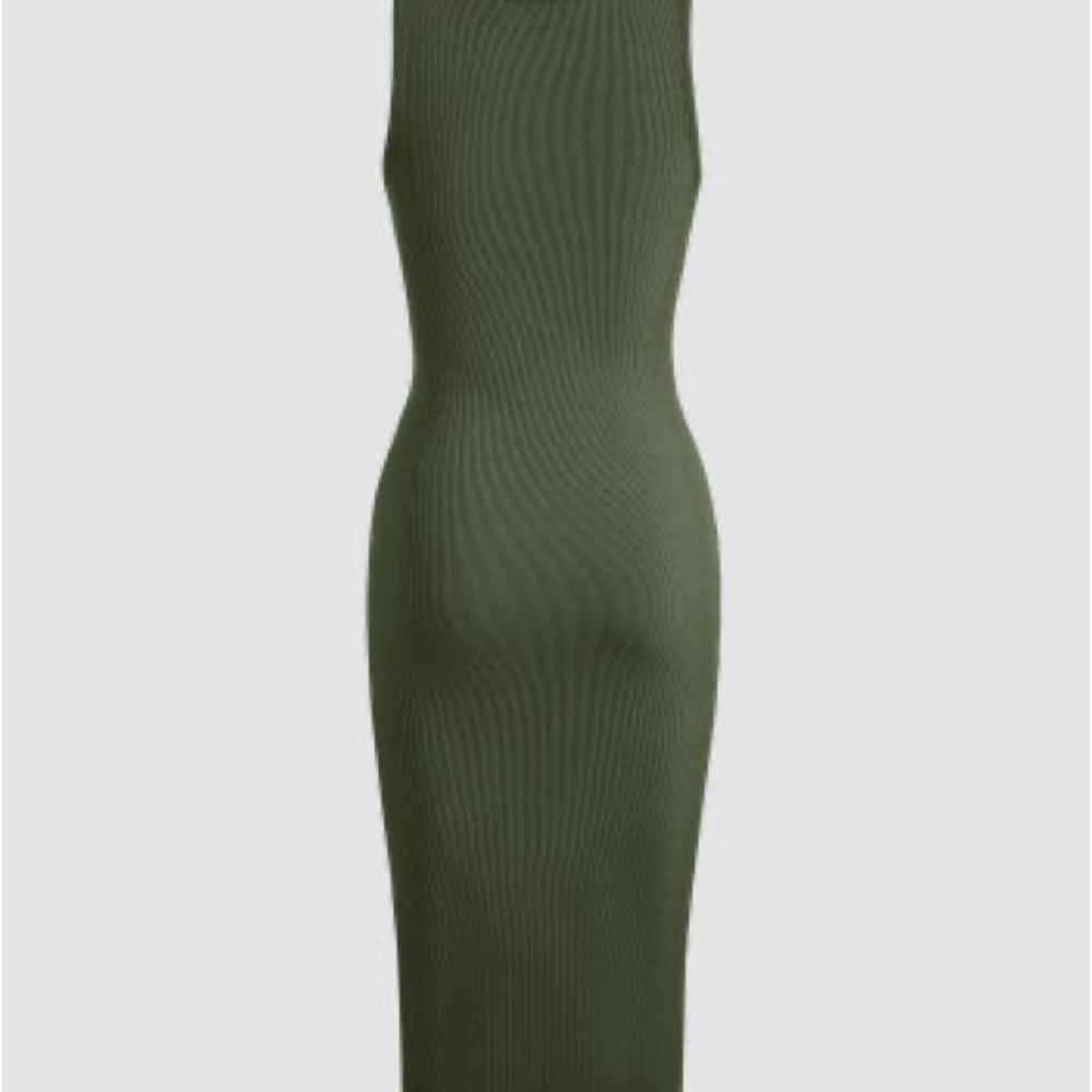 New with Tags - Rib Button Drawstring Ruched Midi Dress - Picture 6 of 6